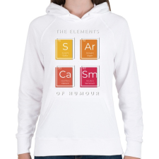 PRINTFASHION A humor elemei - Női kapucnis pulóver - Fehér női pulóver, kardigán