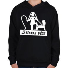 PRINTFASHION A játéknak vége - Gyerek kapucnis pulóver - Fekete