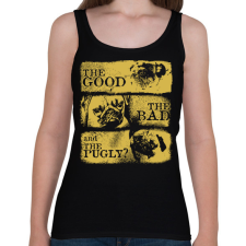 PRINTFASHION A Jó, a Rossz és a Mopsz - Női atléta - Fekete női trikó