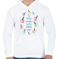 PRINTFASHION A jó körmös nemcsak a kezet, a lelket is ápolja! - Férfi kapucnis pulóver - Fehér