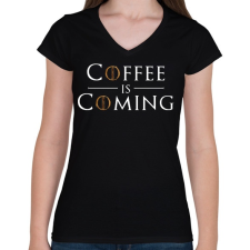 PRINTFASHION A kávé közeleg - Női V-nyakú póló - Fekete női póló