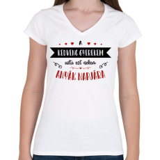 PRINTFASHION A kedvenc gyerekem - Női V-nyakú póló - Fehér