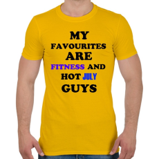 PRINTFASHION A kedvenceim a fitnessz és a jó júliusi születésű pasik - Férfi póló - Sárga
