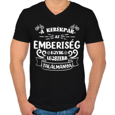 PRINTFASHION A kerékpár - Férfi V-nyakú póló - Fekete férfi póló