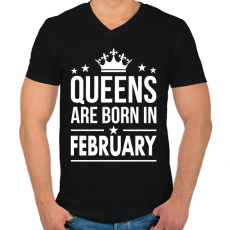 PRINTFASHION A királynők februárban születtek - Férfi V-nyakú póló - Fekete