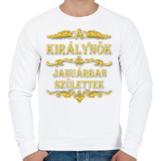 PRINTFASHION A királynők januárban születtek - Férfi pulóver - Fehér