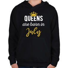 PRINTFASHION A királynők júliusban születtek - Gyerek kapucnis pulóver - Fekete