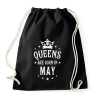 PRINTFASHION A királynők májusban születnek - Sportzsák, Tornazsák - Fekete