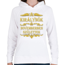 PRINTFASHION A királynők novemberben születtek - Női kapucnis pulóver - Fehér női pulóver, kardigán