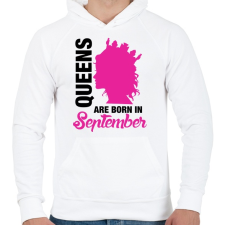 PRINTFASHION A királynők szeptemberben születnek - Férfi kapucnis pulóver - Fehér férfi pulóver, kardigán