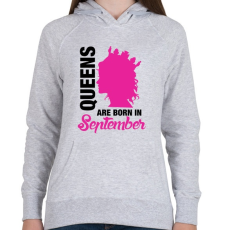 PRINTFASHION A királynők szeptemberben születnek - Női kapucnis pulóver - Sport szürke