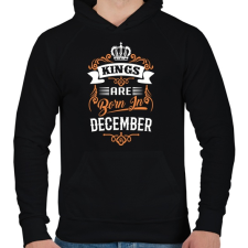 PRINTFASHION A királyok decemberben születnek - Férfi kapucnis pulóver - Fekete férfi pulóver, kardigán
