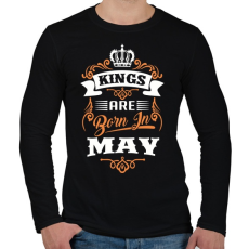 PRINTFASHION A királyok májusban születnek - Férfi hosszú ujjú póló - Fekete