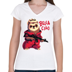 PRINTFASHION A kis lázadó - La casa de papel - Női V-nyakú póló - Fehér