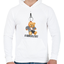 PRINTFASHION A kiválasztott maci - Férfi kapucnis pulóver - Fehér férfi pulóver, kardigán