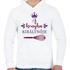 PRINTFASHION A konyha királynője - Férfi kapucnis pulóver - Fehér férfi pulóver, kardigán