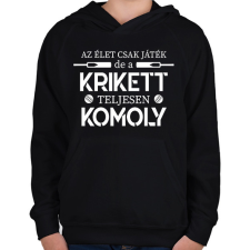 PRINTFASHION A krikett teljesen komoly - Gyerek kapucnis pulóver - Fekete gyerek pulóver, kardigán