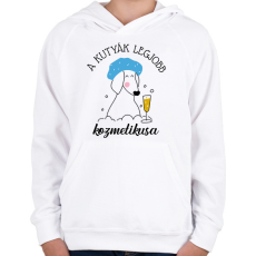 PRINTFASHION A kutyák legjobb kozmetikusa - Gyerek kapucnis pulóver - Fehér