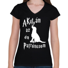 PRINTFASHION A Kutyám az én Patrónusom - Női V-nyakú póló - Fekete női póló