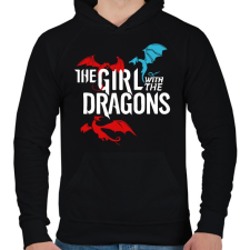 PRINTFASHION A lány és a sárkányok - Férfi kapucnis pulóver - Fekete férfi pulóver, kardigán