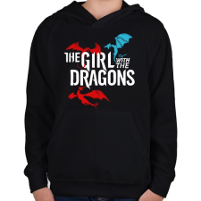 PRINTFASHION A lány és a sárkányok - Gyerek kapucnis pulóver - Fekete gyerek pulóver, kardigán