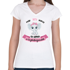 PRINTFASHION A legbűbájosabb - "x" napja - Női V-nyakú póló - Fehér női póló
