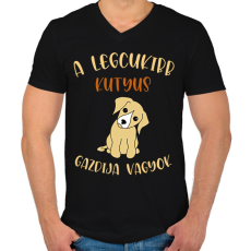 PRINTFASHION A legcukibb kutyus gazdija - Férfi V-nyakú póló - Fekete