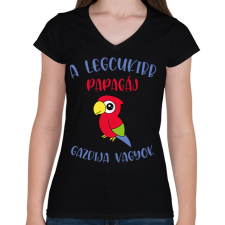 PRINTFASHION A legcukibb papagáj gazdija - Női V-nyakú póló - Fekete női póló