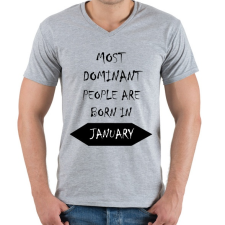 PRINTFASHION A legdominánsabb emberek januárban születnek - Férfi V-nyakú póló - Sport szürke férfi póló