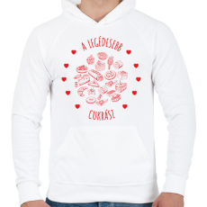 PRINTFASHION A legédesebb cukrász - Férfi kapucnis pulóver - Fehér