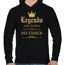 PRINTFASHION A legendák decemberben születnek - Férfi kapucnis pulóver - Fekete férfi pulóver, kardigán