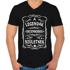 PRINTFASHION A legendák decemberben születnek - Férfi V-nyakú póló - Fekete férfi póló