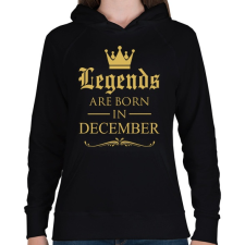 PRINTFASHION A legendák decemberben születnek - Női kapucnis pulóver - Fekete női pulóver, kardigán
