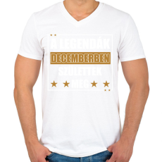 PRINTFASHION A legendák decemberben születtek meg - Férfi V-nyakú póló - Fehér