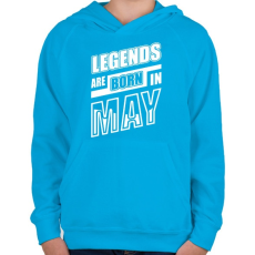 PRINTFASHION A legendák májusban születnek  - Gyerek kapucnis pulóver - Azúrkék