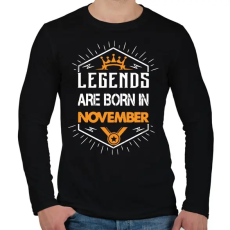 PRINTFASHION A legendák novemberben születnek - Férfi hosszú ujjú póló - Fekete