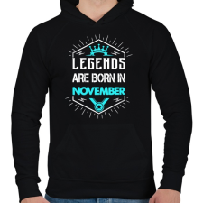 PRINTFASHION A legendák novemberben születnek - Férfi kapucnis pulóver - Fekete férfi pulóver, kardigán