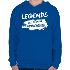 PRINTFASHION A legendák novemberben születtek - Gyerek kapucnis pulóver - Királykék