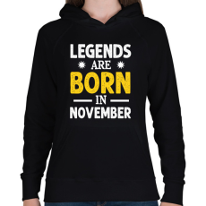 PRINTFASHION A legendák novemberben születtek - Női kapucnis pulóver - Fekete