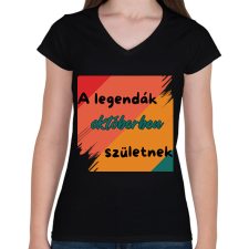 PRINTFASHION A legendák október (1) - Női V-nyakú póló - Fekete női póló