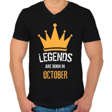 PRINTFASHION A legendák Októberben születtek - Férfi V-nyakú póló - Fekete férfi póló