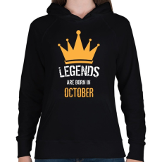 PRINTFASHION A legendák Októberben születtek - Női kapucnis pulóver - Fekete