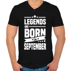 PRINTFASHION A legendák szeptemberben születnek - Férfi V-nyakú póló - Fekete