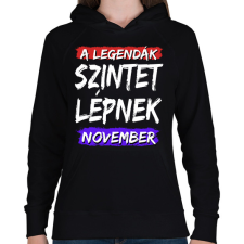 PRINTFASHION A legendák szintet lépnek-Egyedi hónappal - Női kapucnis pulóver - Fekete női pulóver, kardigán