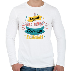PRINTFASHION A legjobb állatorvos - Évszámmal - Férfi hosszú ujjú póló - Fehér