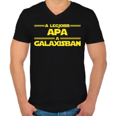 PRINTFASHION A legjobb apa a galaxisban - Férfi V-nyakú póló - Fekete