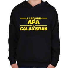 PRINTFASHION A legjobb apa a galaxisban - Gyerek kapucnis pulóver - Fekete