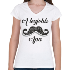 PRINTFASHION A legjobb apa - Női V-nyakú póló - Fehér