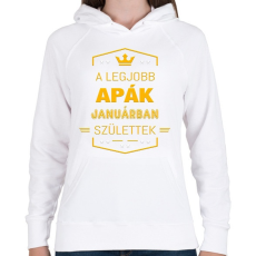 PRINTFASHION A legjobb apák január - Női kapucnis pulóver - Fehér