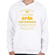 PRINTFASHION A legjobb apák szeptember - Gyerek kapucnis pulóver - Fehér gyerek pulóver, kardigán